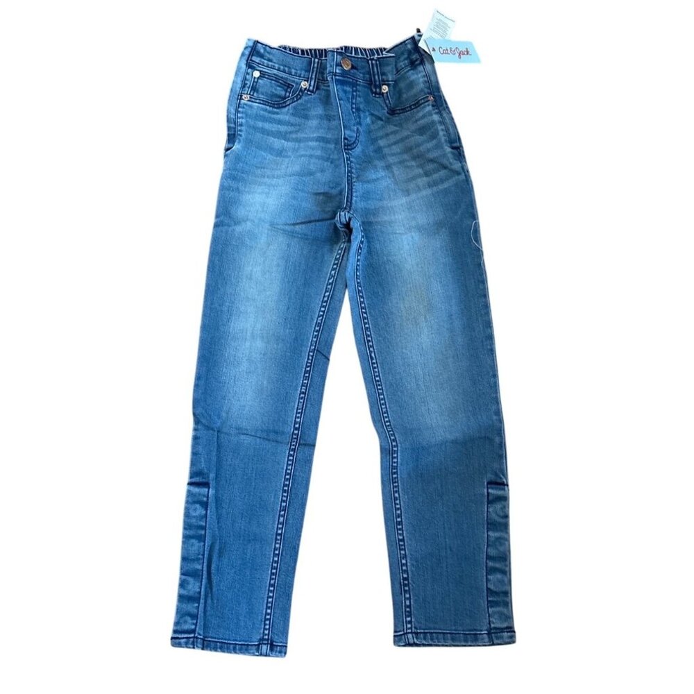 Girls Adaptive Jeans Cat & Jack Sz 10 Side Zip Snaps Elastic Wheelchair Friendly